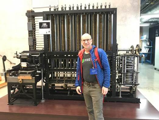 Author Standing in front of a Babbage Calculator, Location Nytec Corp, Bellevue WA